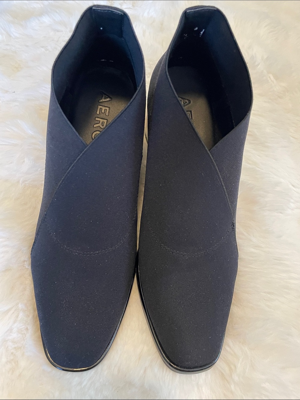 AEROSOLES Anini Black Elastic Women’s Slip-On Wedge Shoes Size 6.5
